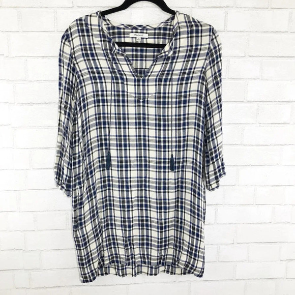 Madewell Black Blue & White Flannel Shirt Dress Women's Size XS - Picture 1 of 7